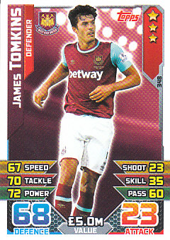 James Tomkins West Ham United 2015/16 Topps Match Attax #348